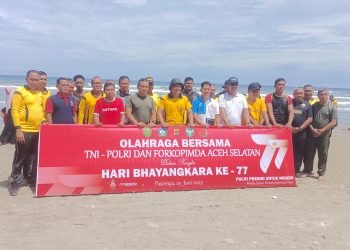 Meriahkan Hari Bhayangkara, Polres Aceh Selatan gelar Acara Olah raga bersama.