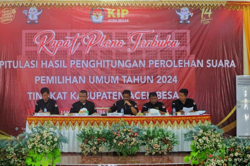 KIP Aceh Besar Gelar Rapat Pleno Terbuka Rekapitulasi Hasil Penghitungan Perolehan Suara Pemilu 2024